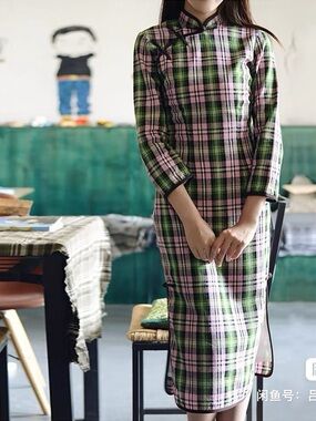 MOMO Check Chinese traditional dress -Qipao